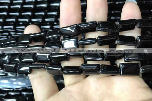 CAA2565 15.5 inches 8*12mm rectangle black agate beads wholesale