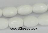 CAA26 15.5 inches 12*16mm faceted rice white agate gemstone beads