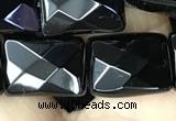 CAA2620 15.5 inches 12*16mm faceted rectangle black agate beads