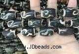 CAA2686 15.5 inches 13*22mm - 14*25mm drum tibetan agate dzi beads