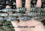 CAA2687 15.5 inches 12*30mm - 14*30mm rice tibetan agate dzi beads