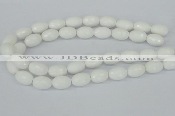 CAA27 15.5 inches 15*20mm faceted rice white agate gemstone beads