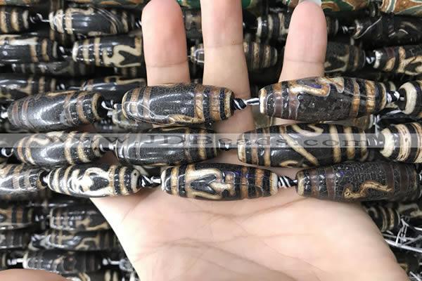 CAA2716 15.5 inches 14*38mm - 16*43mm rice tibetan agate dzi beads