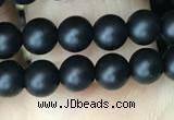 CAA2761 15.5 inches 4mm round matte black agate beads wholesale