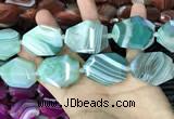 CAA2775 25*32mm - 27*35mm faceted freeform line agate beads