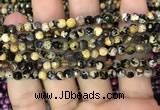 CAA2825 15 inches 4mm faceted round fire crackle agate beads wholesale