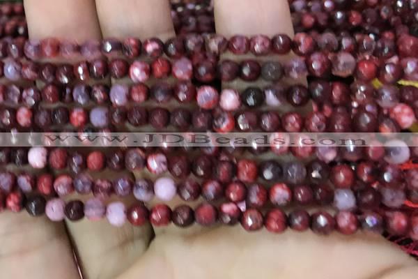 CAA2839 15 inches 4mm faceted round fire crackle agate beads wholesale