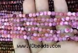 CAA2840 15 inches 4mm faceted round fire crackle agate beads wholesale