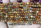 CAA2841 15 inches 4mm faceted round fire crackle agate beads wholesale