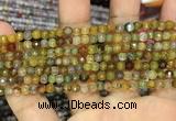 CAA2845 15 inches 4mm faceted round fire crackle agate beads wholesale