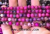 CAA2895 15 inches 6mm faceted round fire crackle agate beads wholesale