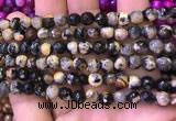 CAA2898 15 inches 6mm faceted round fire crackle agate beads wholesale