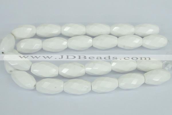 CAA29 15.5 inches 18*30mm faceted rice white agate gemstone beads