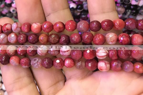 CAA2901 15 inches 6mm faceted round fire crackle agate beads wholesale