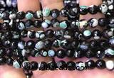 CAA2904 15 inches 6mm faceted round fire crackle agate beads wholesale