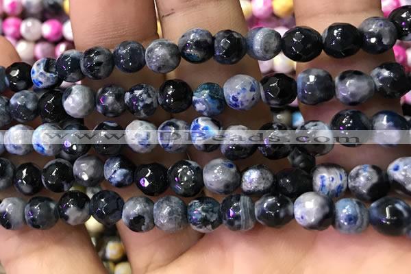 CAA2910 15 inches 6mm faceted round fire crackle agate beads wholesale