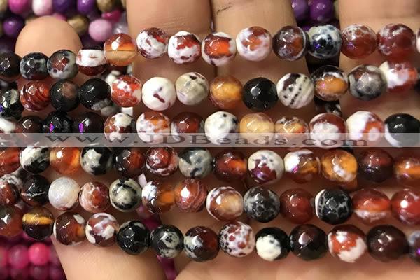 CAA2913 15 inches 6mm faceted round fire crackle agate beads wholesale