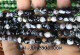 CAA2923 15 inches 6mm faceted round fire crackle agate beads wholesale