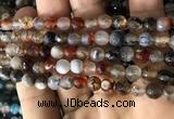 CAA2925 15 inches 6mm faceted round fire crackle agate beads wholesale