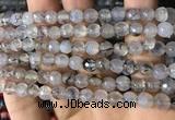 CAA2930 15 inches 6mm faceted round fire crackle agate beads wholesale