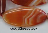 CAA296 15.5 inches 30*60mm oval red line agate gemstone beads