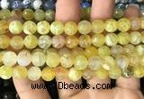 CAA2972 15 inches 8mm faceted round fire crackle agate beads wholesale