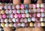 CAA2974 15 inches 8mm faceted round fire crackle agate beads wholesale