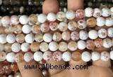 CAA2981 15 inches 8mm faceted round fire crackle agate beads wholesale