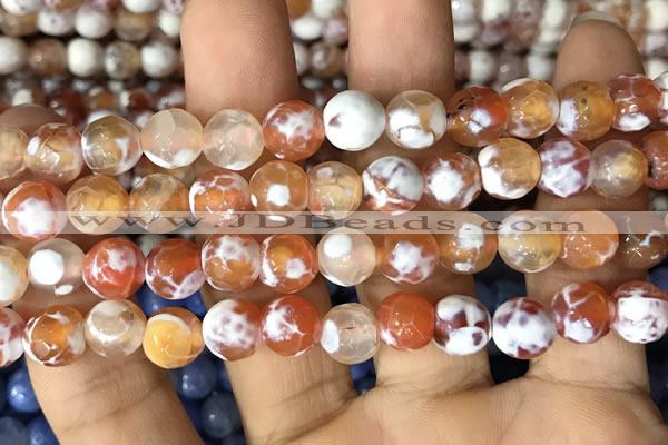 CAA2982 15 inches 8mm faceted round fire crackle agate beads wholesale