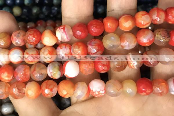 CAA2991 15 inches 8mm faceted round fire crackle agate beads wholesale