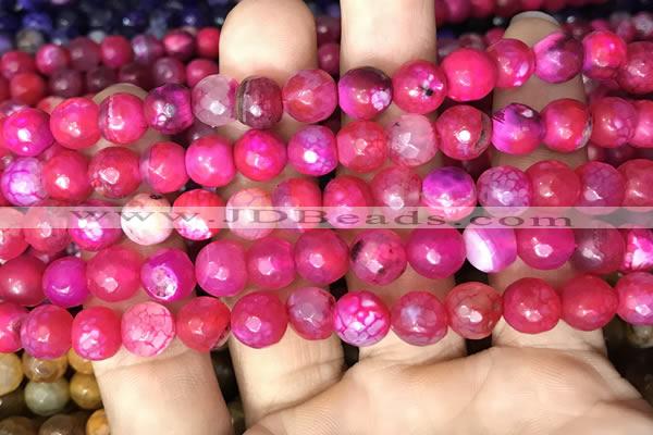 CAA2995 15 inches 8mm faceted round fire crackle agate beads wholesale