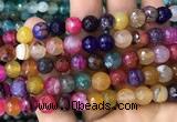 CAA3007 15 inches 8mm faceted round fire crackle agate beads wholesale