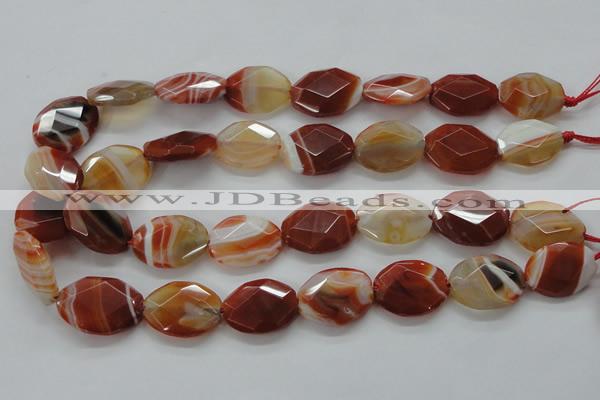 CAA303 15.5 inches 18*25mm faceted oval red line agate beads