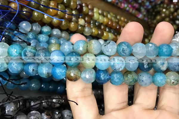 CAA3052 15 inches 10mm faceted round fire crackle agate beads wholesale