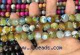 CAA3062 15 inches 10mm faceted round fire crackle agate beads wholesale