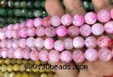 CAA3068 15 inches 10mm faceted round fire crackle agate beads wholesale