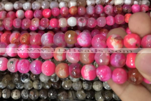 CAA3086 15 inches 10mm faceted round fire crackle agate beads wholesale