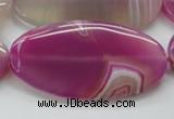 CAA313 15.5 inches 30*60mm oval fuchsia line agate beads