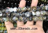 CAA3136 15 inches 12mm faceted round fire crackle agate beads wholesale