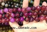 CAA3137 15 inches 12mm faceted round fire crackle agate beads wholesale