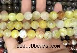 CAA3142 15 inches 12mm faceted round fire crackle agate beads wholesale