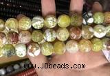 CAA3181 15 inches 14mm faceted round fire crackle agate beads wholesale