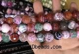 CAA3187 15 inches 14mm faceted round fire crackle agate beads wholesale