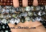 CAA3188 15 inches 14mm faceted round fire crackle agate beads wholesale