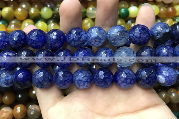 CAA3195 15 inches 14mm faceted round fire crackle agate beads wholesale