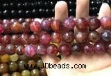 CAA3197 15 inches 14mm faceted round fire crackle agate beads wholesale