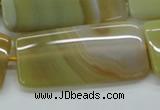 CAA323 15.5 inches 24*50mm rectangle yellow line agate beads