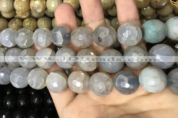 CAA3232 15 inches 16mm faceted round fire crackle agate beads wholesale