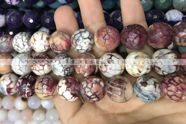 CAA3235 15 inches 16mm faceted round fire crackle agate beads wholesale