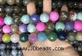 CAA3240 15 inches 16mm faceted round fire crackle agate beads wholesale